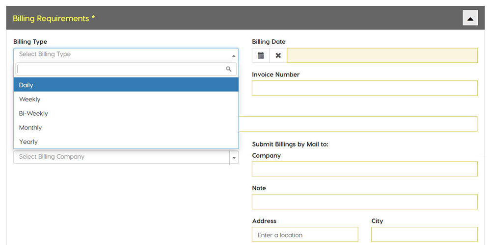 Filling the payment and billing