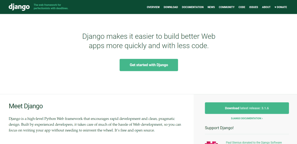 Django web app framework