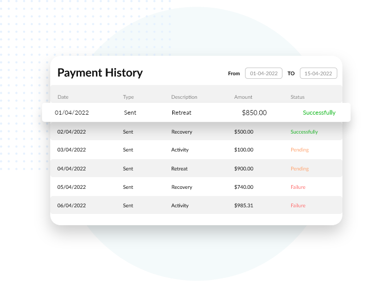 Transaction and Booking History